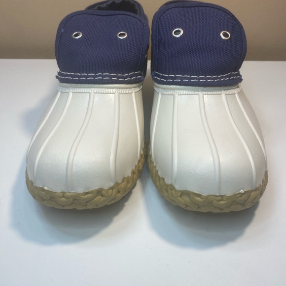 🔥 L.L. BEAN NEW LTD EDITION WHITE AND NAVY CANVAS DUCK BOOTS WOMENS SIZE 9M - Picture 3 of 10